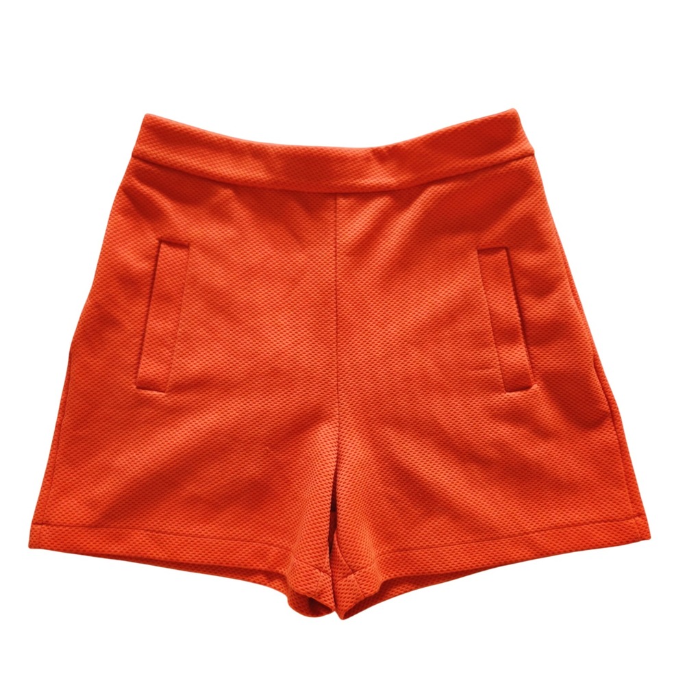 Universita Della Moda Orange Textured High Waisted Shorts Size S Made in Italy